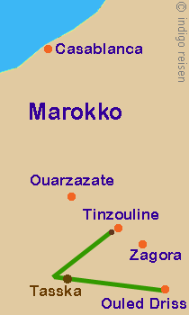 Karte Kameltrekking Foum Chenna, Marokko